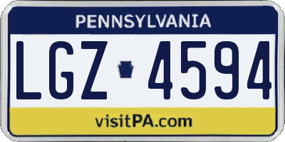 PA license plate LGZ4594