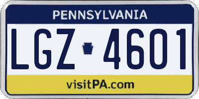 PA license plate LGZ4601