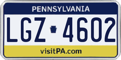 PA license plate LGZ4602