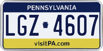 PA license plate LGZ4607