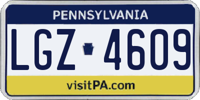 PA license plate LGZ4609