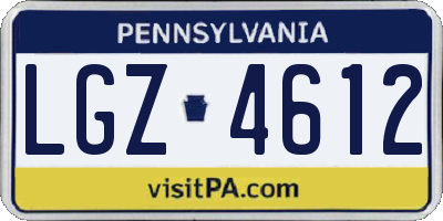 PA license plate LGZ4612