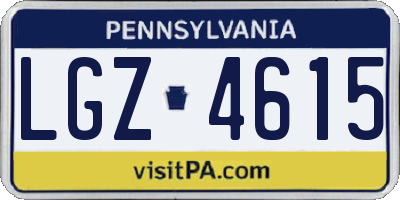 PA license plate LGZ4615