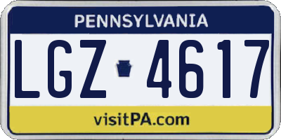 PA license plate LGZ4617