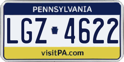 PA license plate LGZ4622