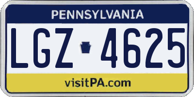 PA license plate LGZ4625