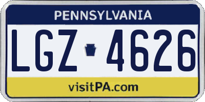 PA license plate LGZ4626