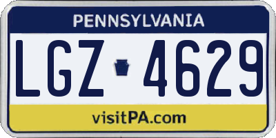 PA license plate LGZ4629
