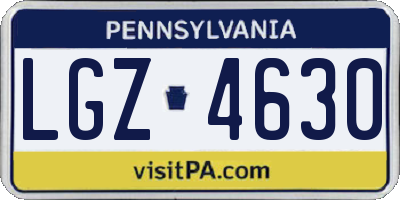 PA license plate LGZ4630