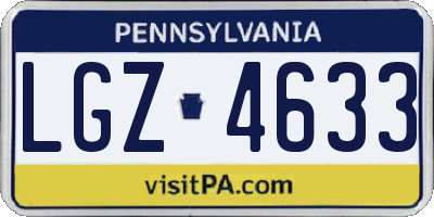 PA license plate LGZ4633