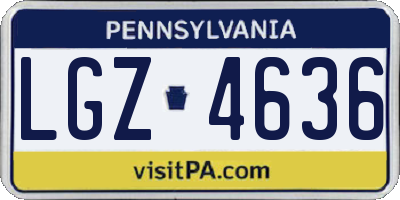 PA license plate LGZ4636