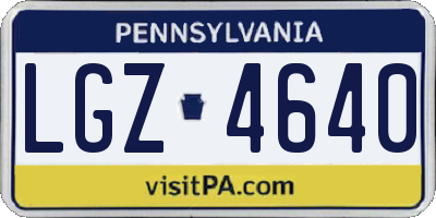 PA license plate LGZ4640