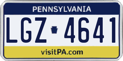 PA license plate LGZ4641