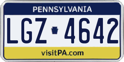 PA license plate LGZ4642
