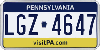 PA license plate LGZ4647