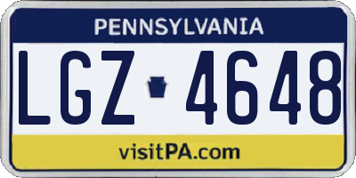 PA license plate LGZ4648