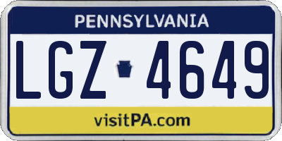 PA license plate LGZ4649