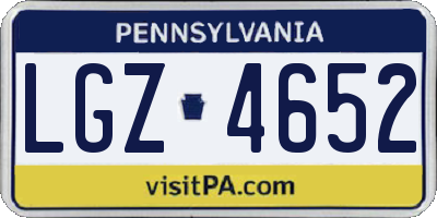PA license plate LGZ4652