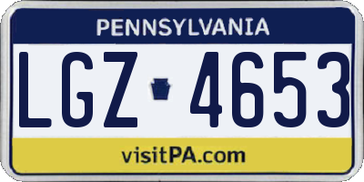 PA license plate LGZ4653