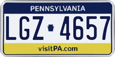 PA license plate LGZ4657