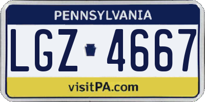 PA license plate LGZ4667