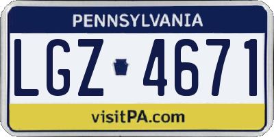 PA license plate LGZ4671