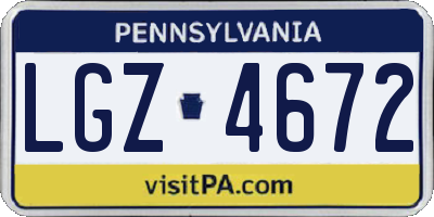 PA license plate LGZ4672