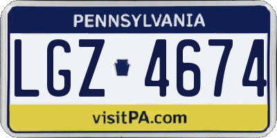 PA license plate LGZ4674