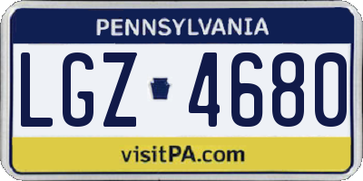 PA license plate LGZ4680