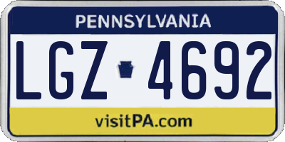 PA license plate LGZ4692