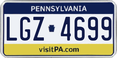 PA license plate LGZ4699