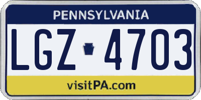 PA license plate LGZ4703