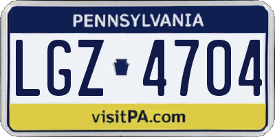 PA license plate LGZ4704
