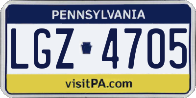 PA license plate LGZ4705