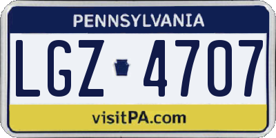 PA license plate LGZ4707
