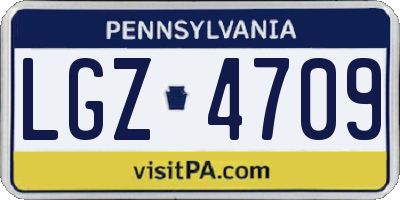 PA license plate LGZ4709