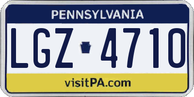 PA license plate LGZ4710