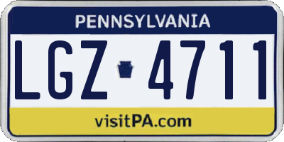 PA license plate LGZ4711
