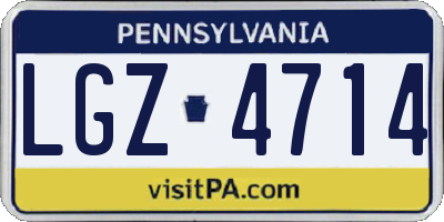 PA license plate LGZ4714