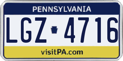 PA license plate LGZ4716