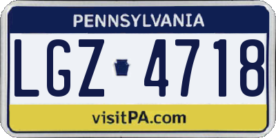 PA license plate LGZ4718