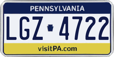 PA license plate LGZ4722