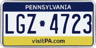 PA license plate LGZ4723