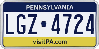 PA license plate LGZ4724