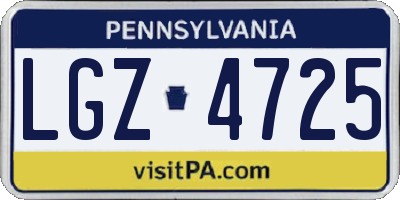 PA license plate LGZ4725