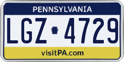 PA license plate LGZ4729
