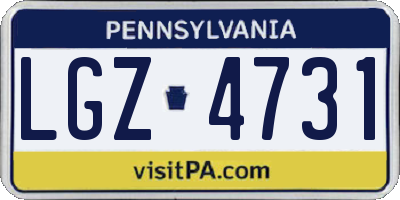 PA license plate LGZ4731