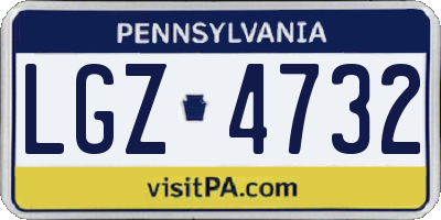PA license plate LGZ4732