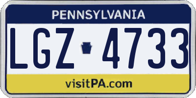 PA license plate LGZ4733