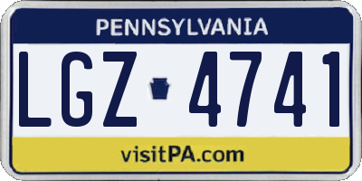 PA license plate LGZ4741